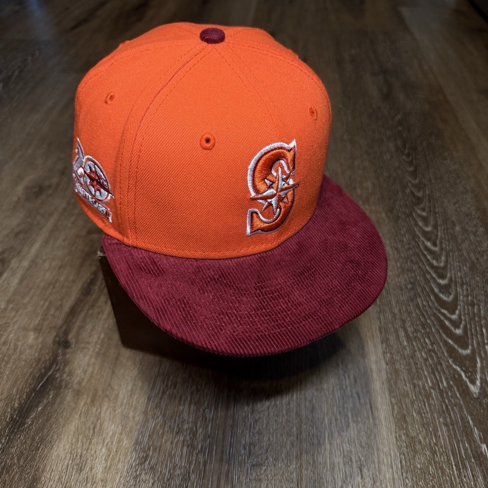 Hat Club‎ Seattle Mariners New Era Cap Orange Burgundy Maroon Cord Visor Patch